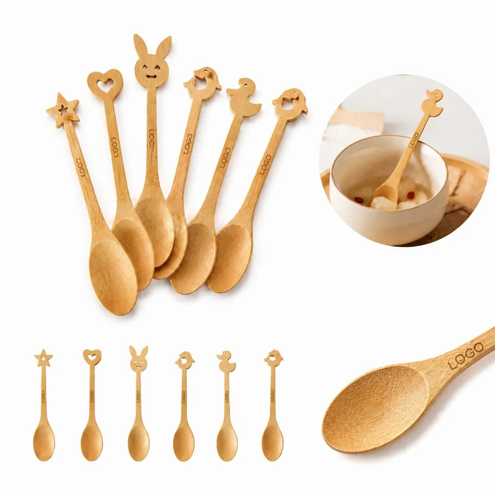 Cute Cartoon Hollow-Out Bamboo Spoons for Kitchen & Dining