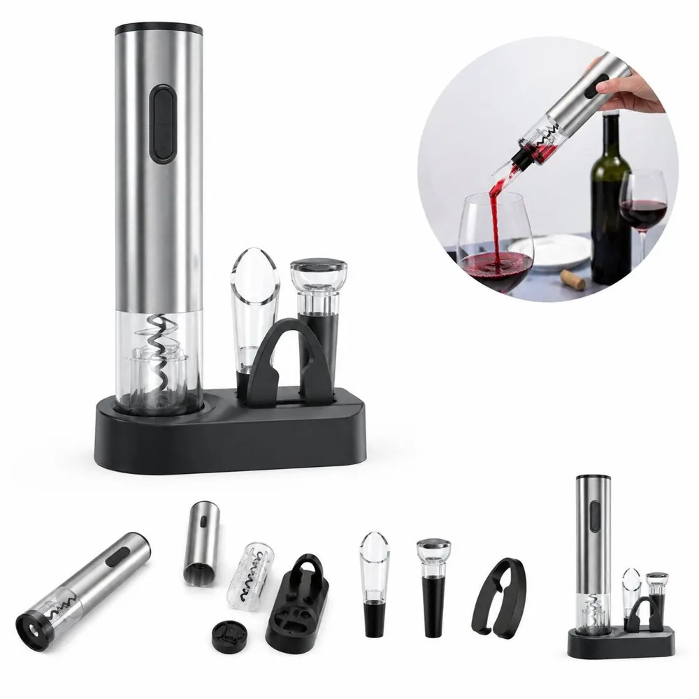 Rechargeable Electric Wine Opener Set with Foil Cutter 2