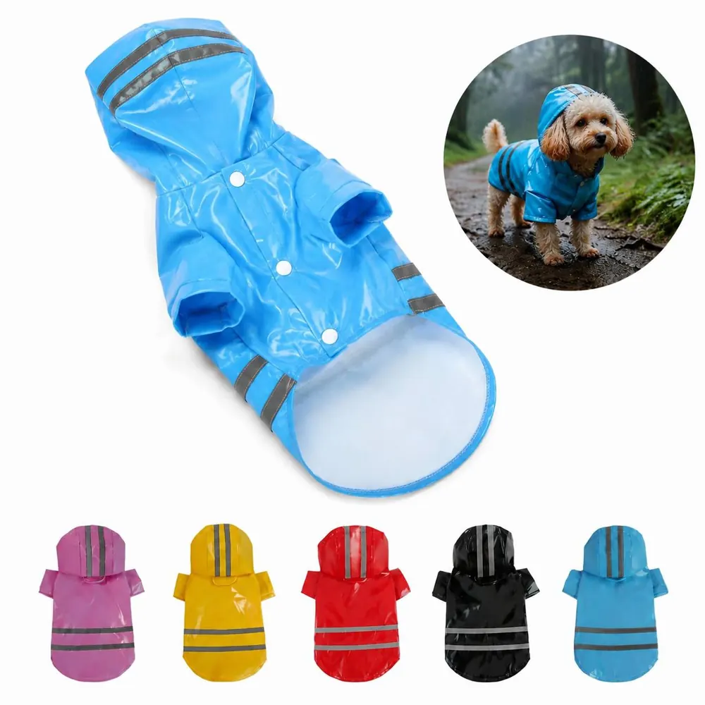 Reflective Dog Raincoat Waterproof with Safety Stripes 2