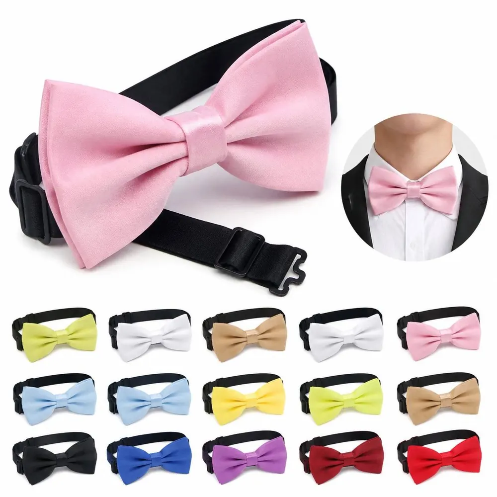Clip-on Woven Bow Tie, Pre-tied Adjustable Neckband for Men 2