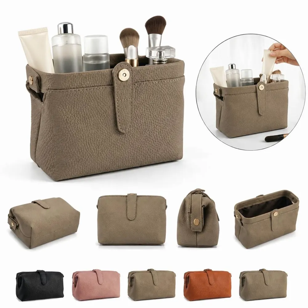 Genuine Leather Travel Toiletry Bag with Adjustable Dividers 2