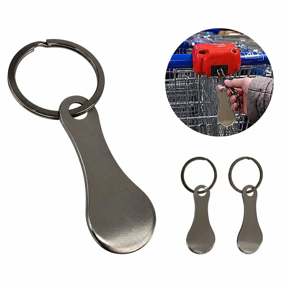 Metal Shopping Cart Unlock Keychain with Bag Handle Grip 2