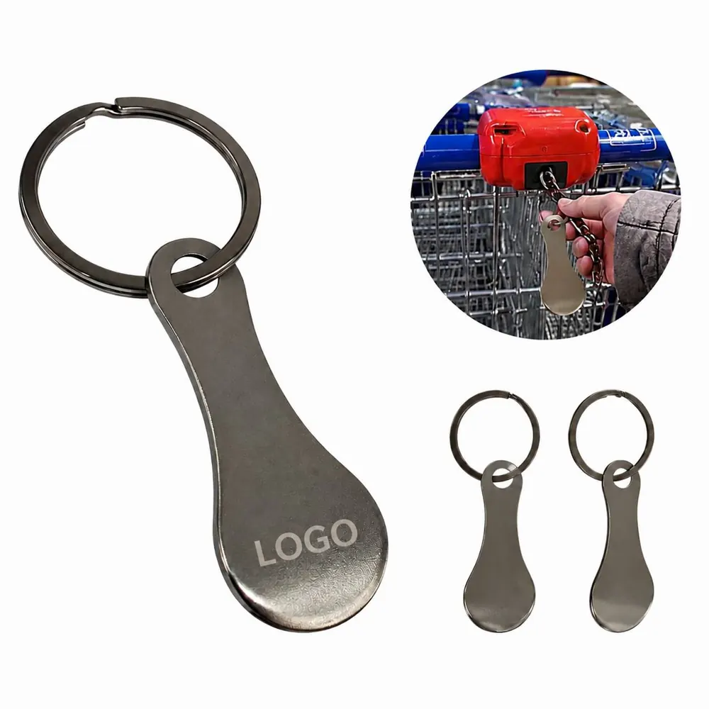 Metal Shopping Cart Unlock Keychain with Bag Handle Grip