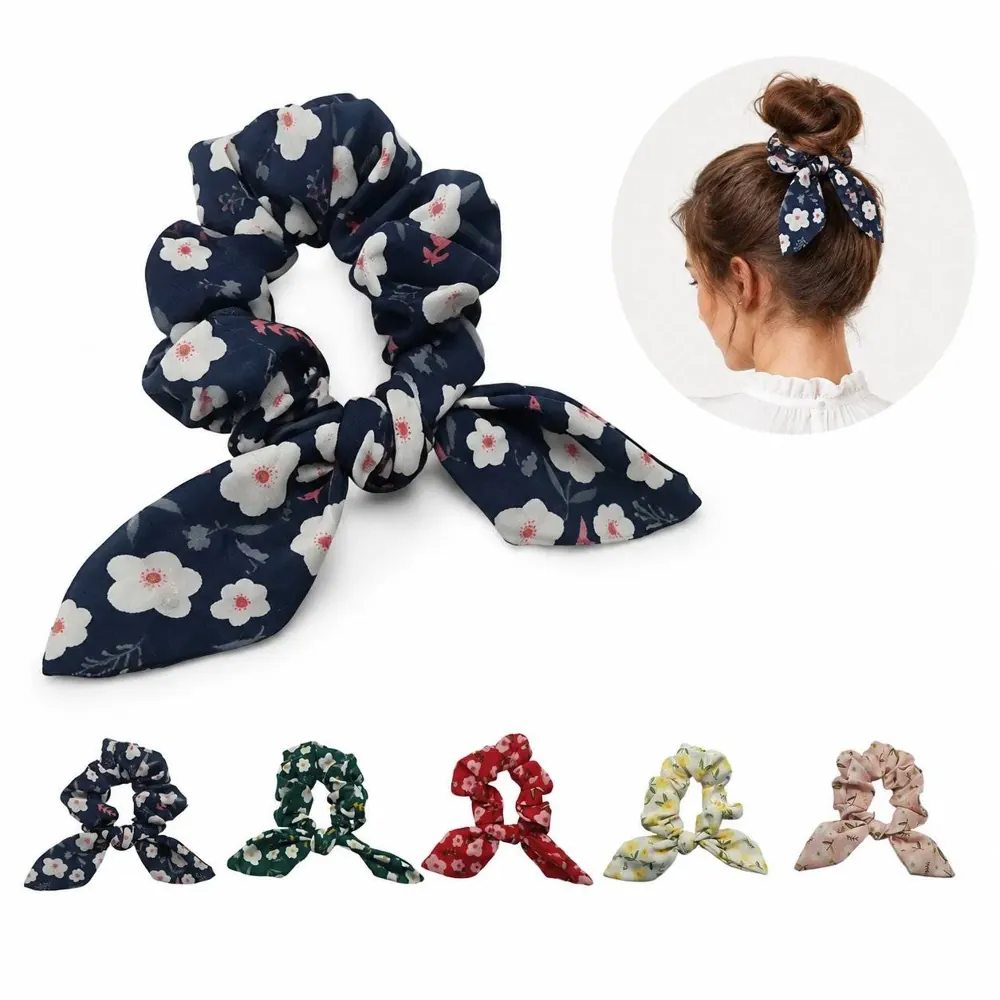 Rabbit Ears Scrunchie Hair Tie, Full Color Ponytail Holder 2
