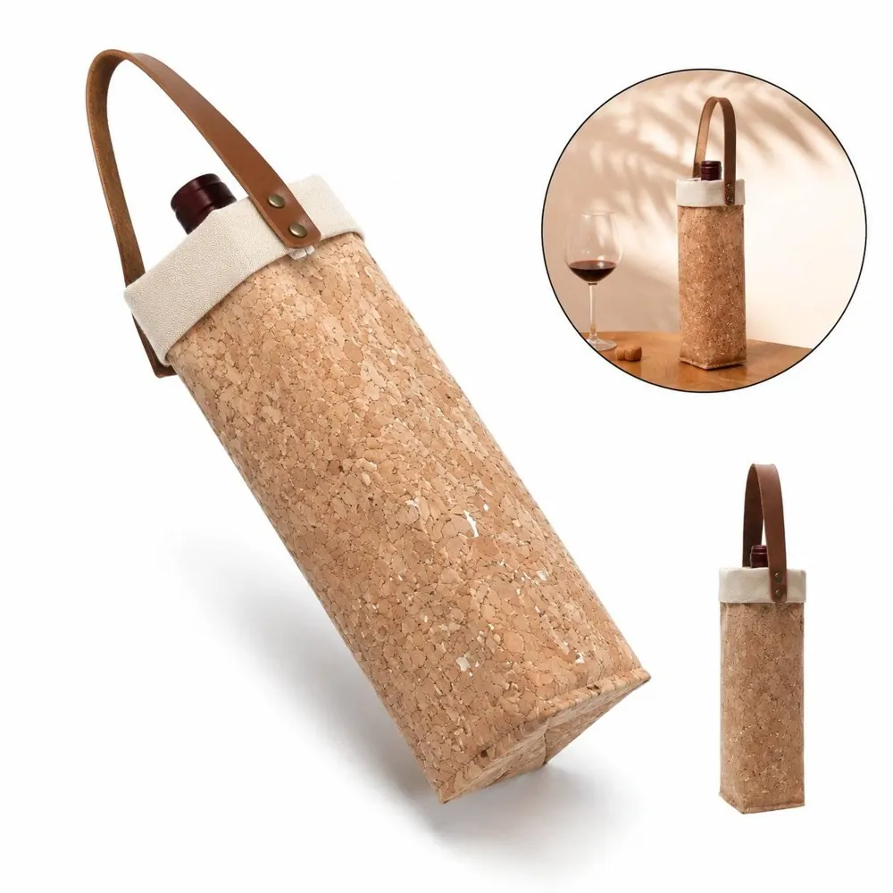 Cork Single Red Wine Tote Bag with Secure Handle 2