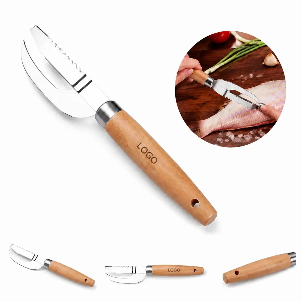 3-in-1 Stainless Steel Fish Scaler Knife with Serrated Edge