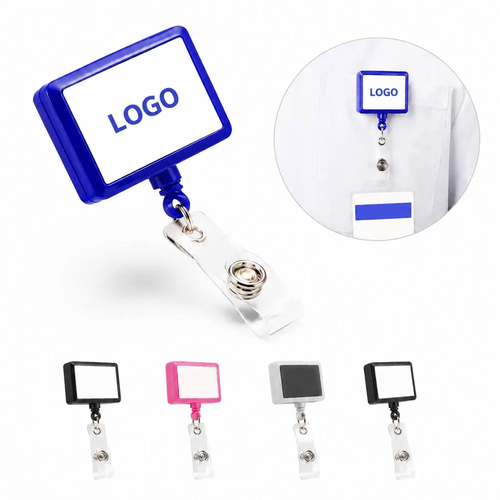 Retractable Plastic Badge Reel with Metal Buckle