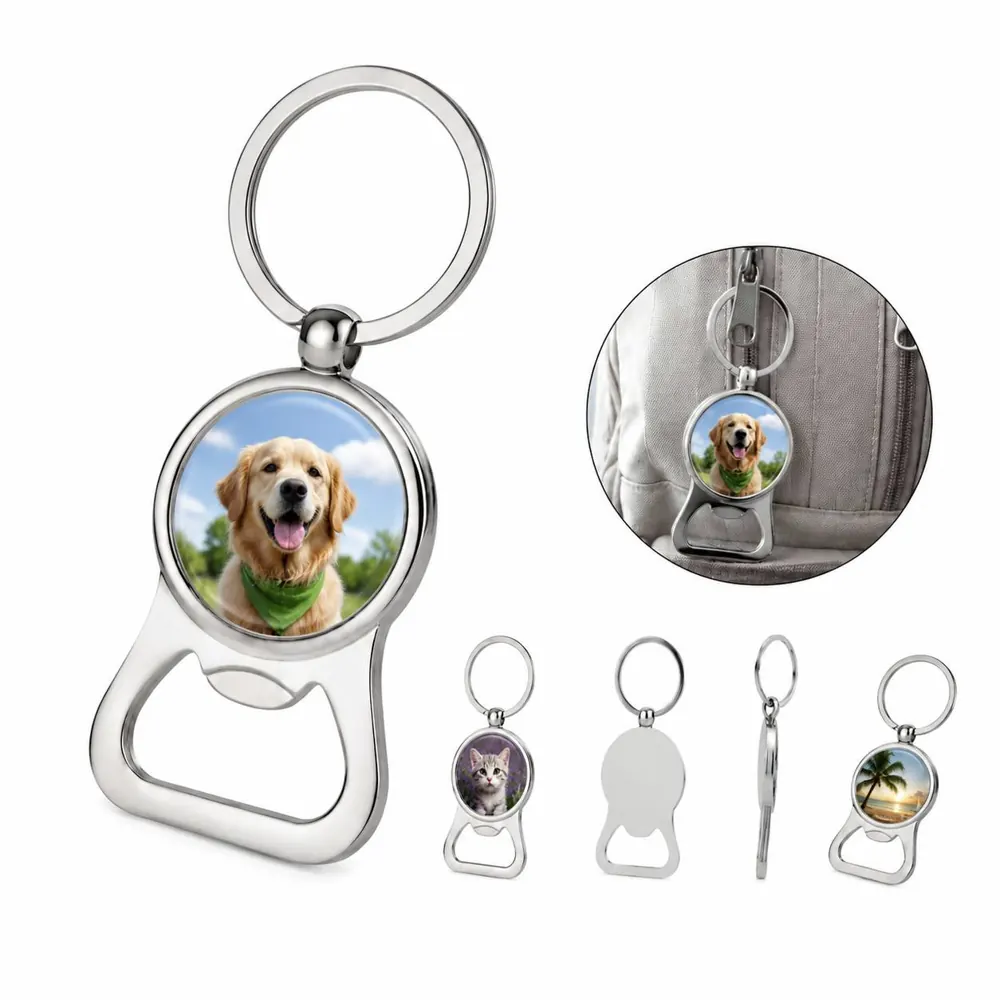 Custom Photo Metal Bottle Opener Keychain with Key Ring 2