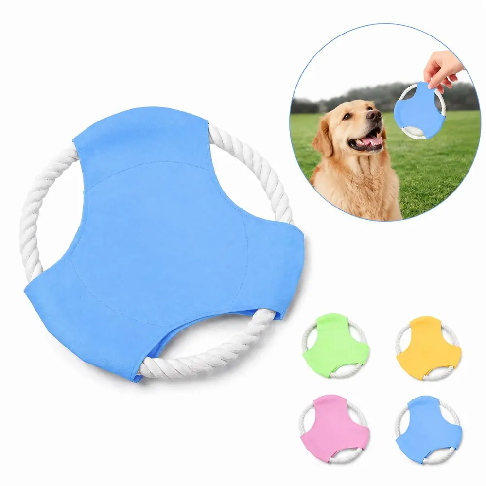 Durable Cotton Rope Frisbee Dog Teeth Cleaning Flying Disc 2