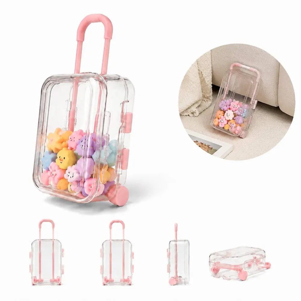 Transparent Mini Suitcase Jewelry Organizer with Wheels 2