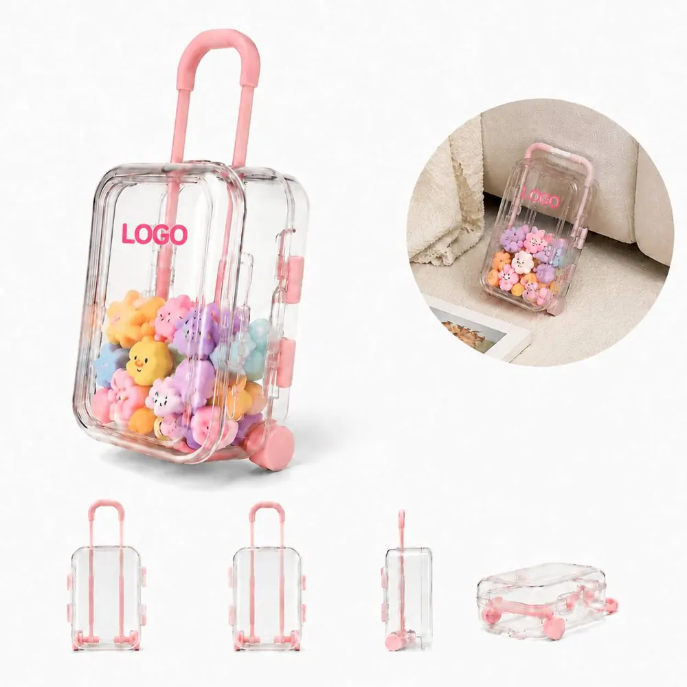 Transparent Mini Suitcase Jewelry Organizer with Wheels