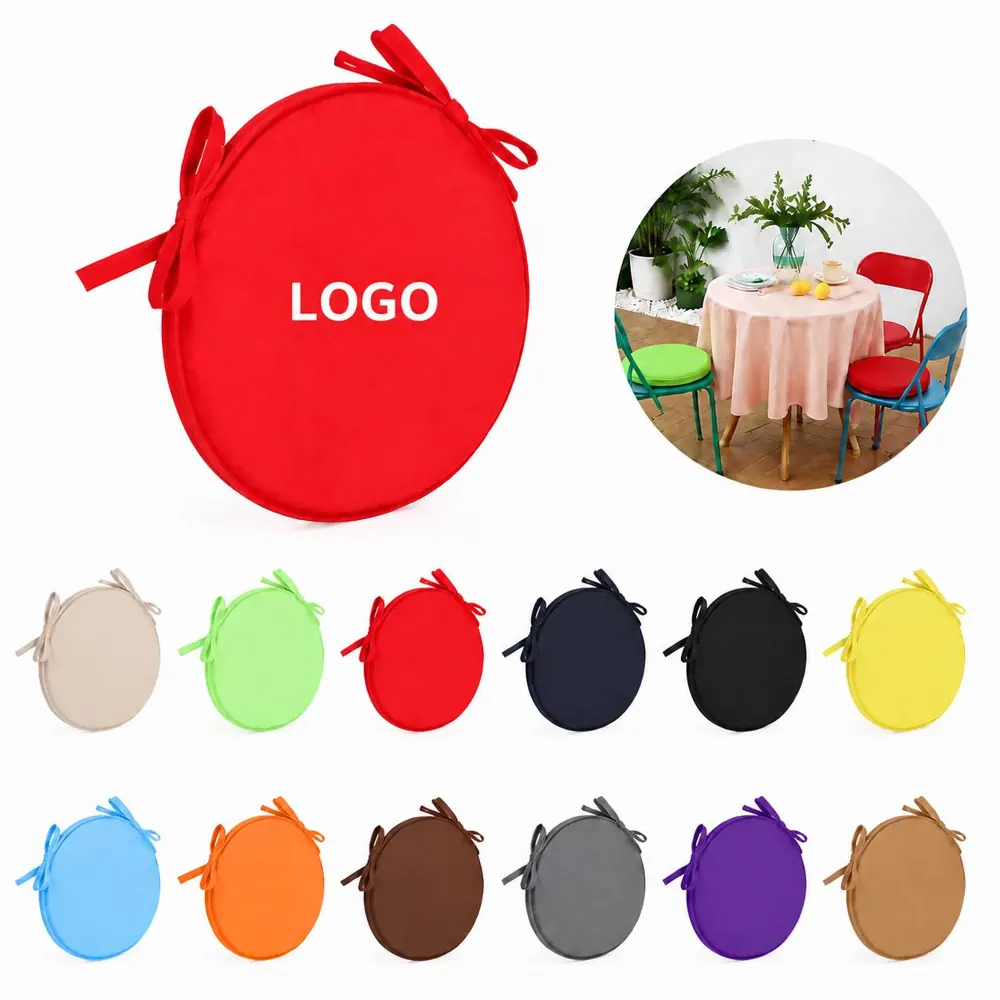 Tie-On Round Sponge Chair Cushion for Bar Stools, Non-Slip
