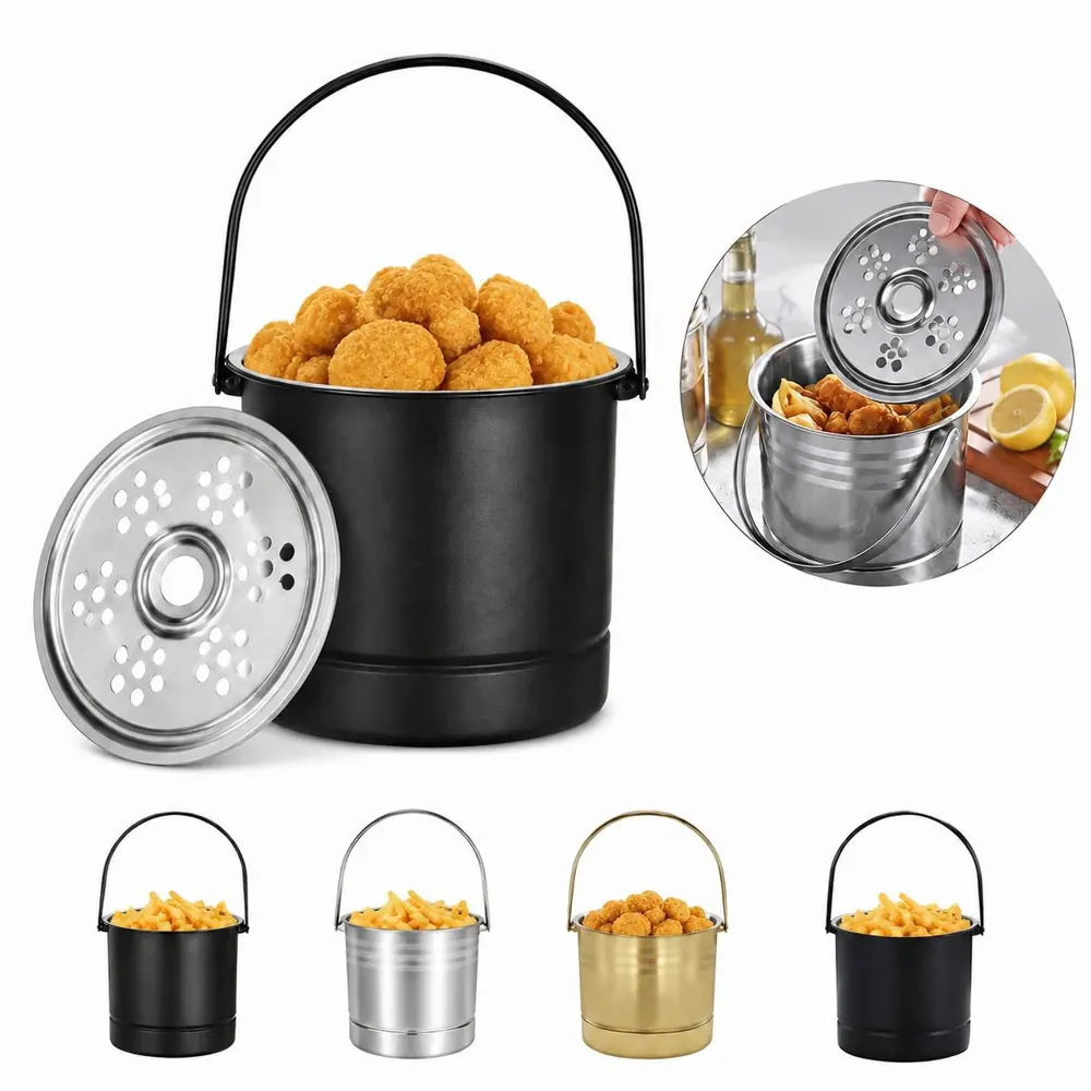 1.6L Stainless Steel Ice Bucket with Built-in Strainer 2