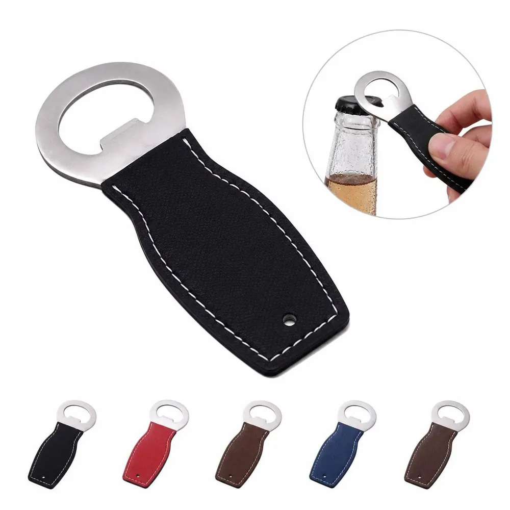 PU Leather Bottle Opener Portable Keychain Tool for Beer 2