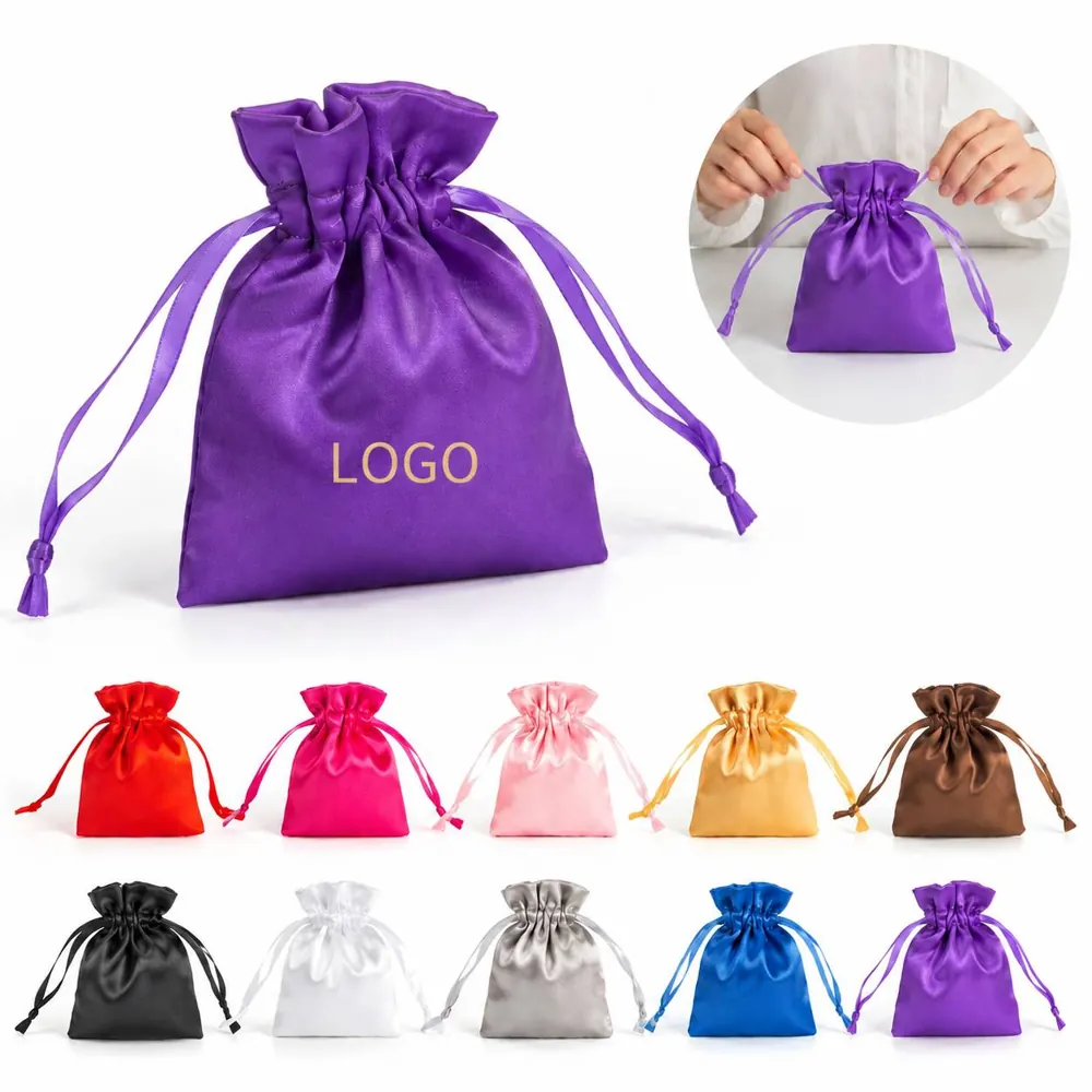 Satin Drawstring Jewelry Pouch for Rings, Earrings