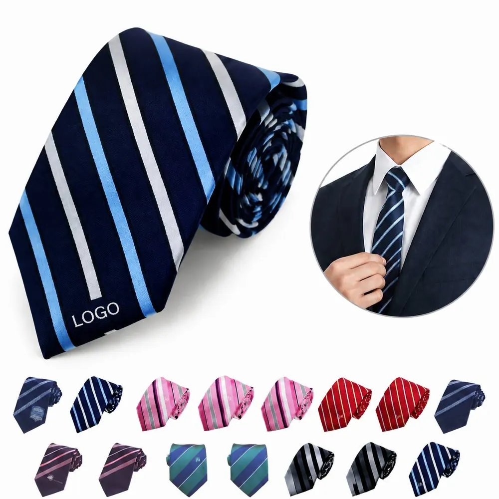 Striped Woven Polyester Neck Tie for Formal Wear