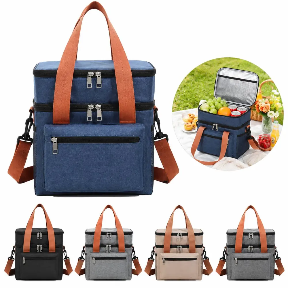 Double-Layer Insulated Crossbody Tote Bag for Hot & Cold 2