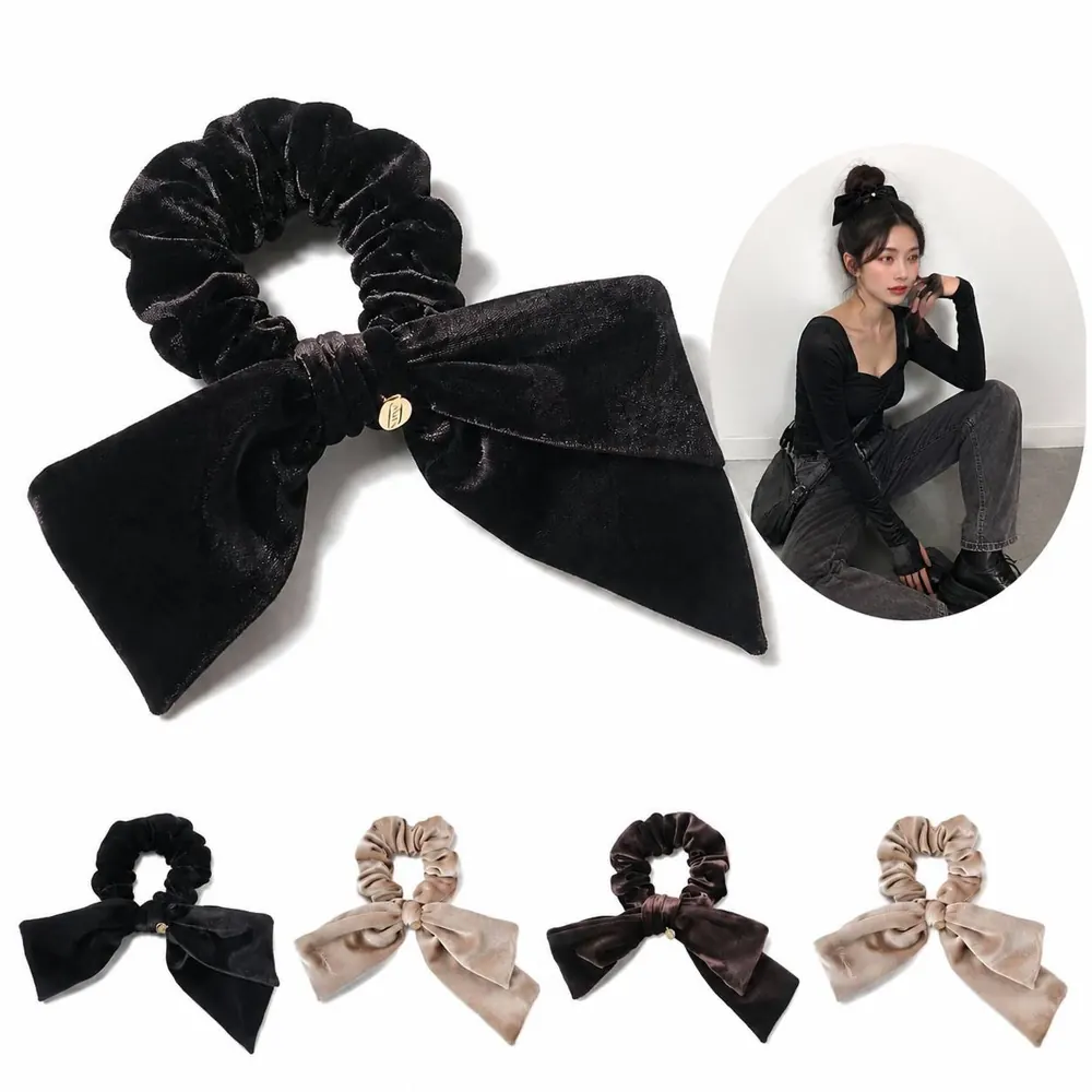 Velvet Bow Scrunchie Hair Tie for Elegant Styles 2