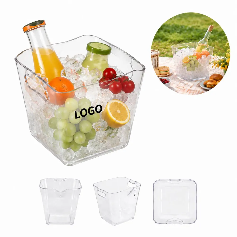 Clear Plastic Ice Bucket Square Transparent Party
