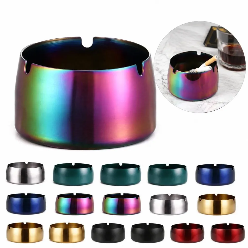 Windproof Stainless Steel Ashtray for Indoor Outdoor Use 2
