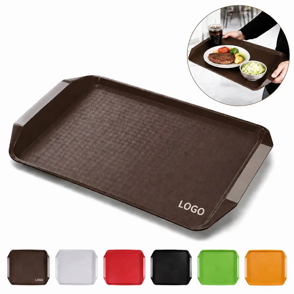 Non-Slip Rectangular Serving Tray with Raised Edges