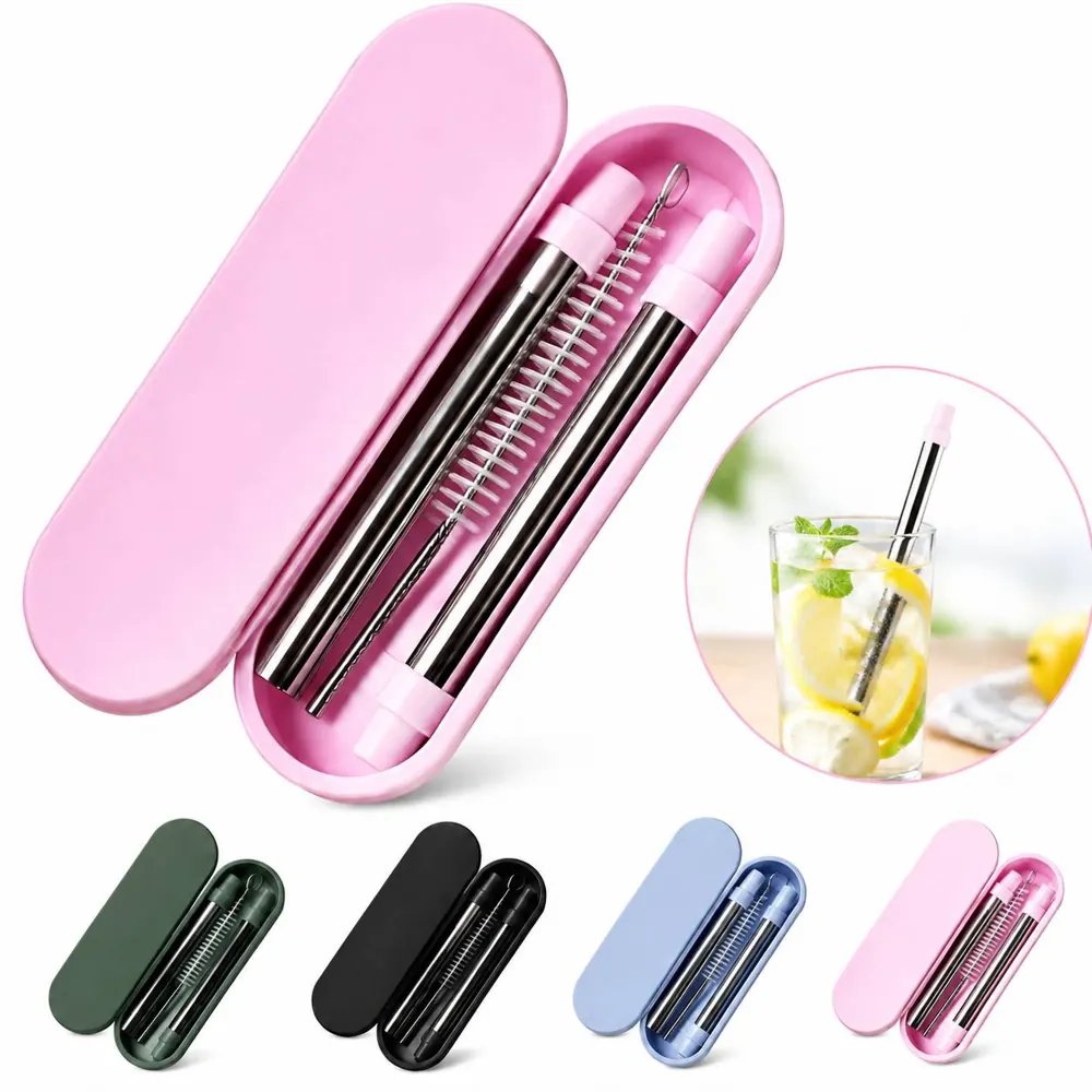 2-in-1 Detachable Telescopic Stainless Steel Straw with Case 2