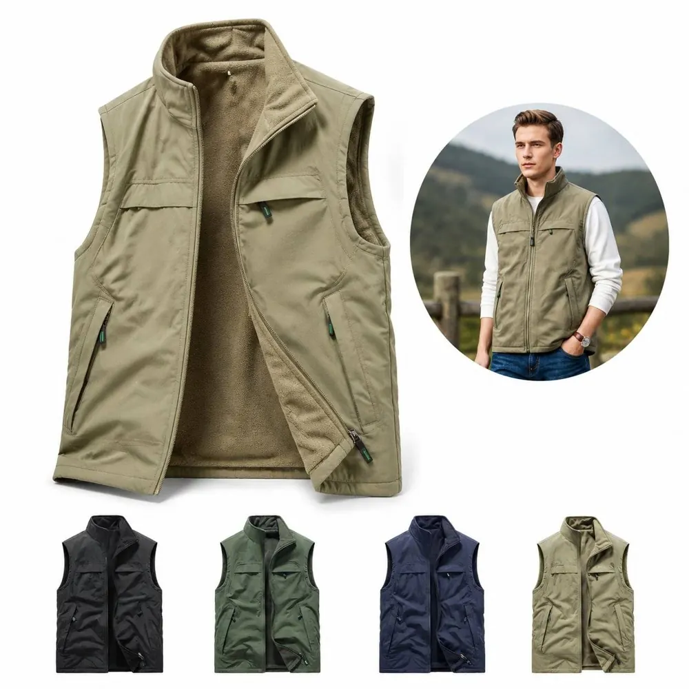 Men's Reversible Warm Stand Collar Vest for Versatile 2