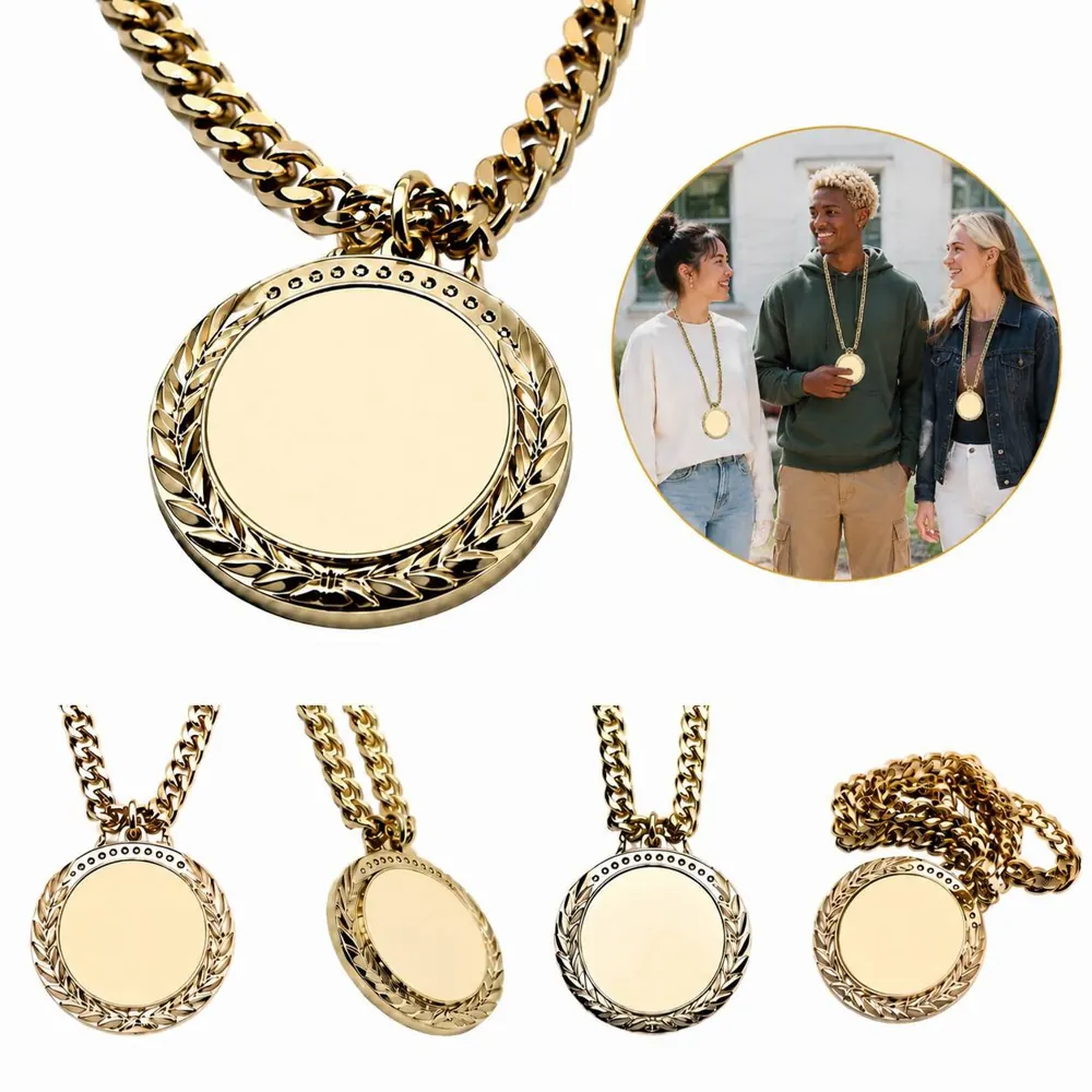 Eco-Friendly Gold Medal Champion Award Necklace for Sports 2