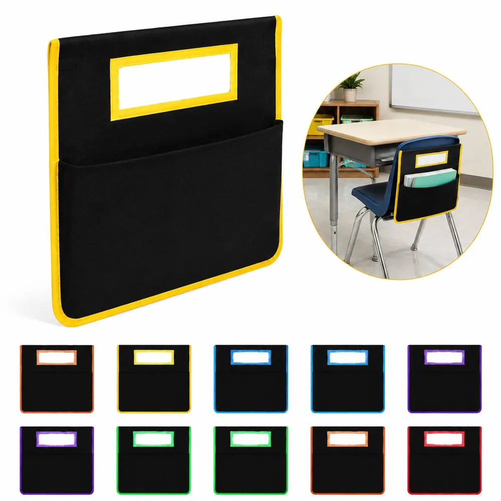 Washable Chair Back Pocket with Label Slot for Classroom 2
