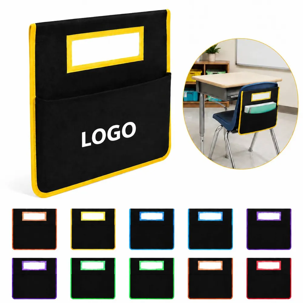 Washable Chair Back Pocket with Label Slot for Classroom