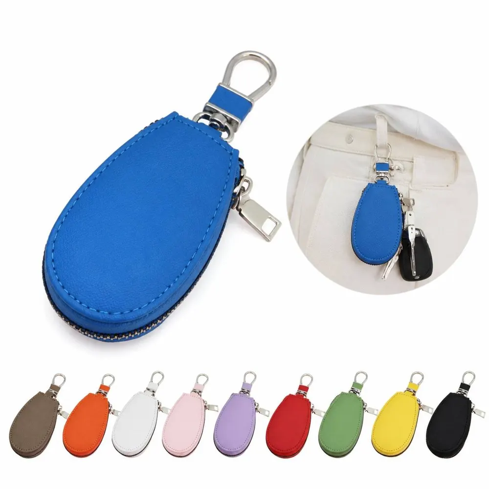 Microfiber Alloy Car Key Case with Button Access Cutout 2