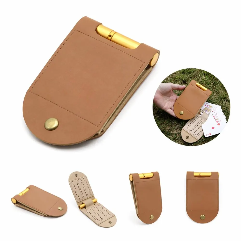 Leather Cribbage Scorekeeper with Pre-Printed Tables 2
