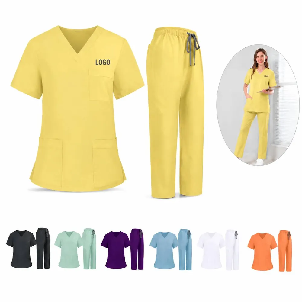 Unisex Quick-Dry 4-Way Stretch Scrub Set with Pockets
