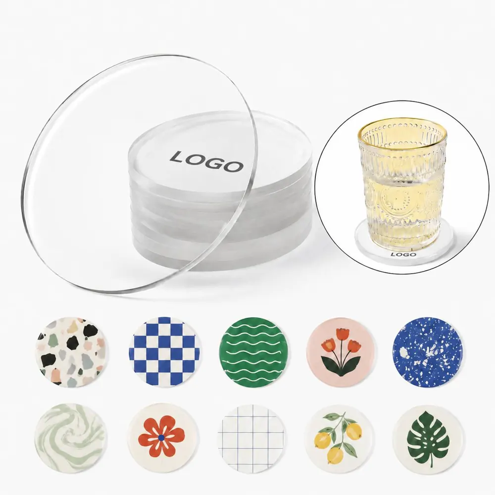 Custom UV Printed Acrylic Coasters for Home & Office