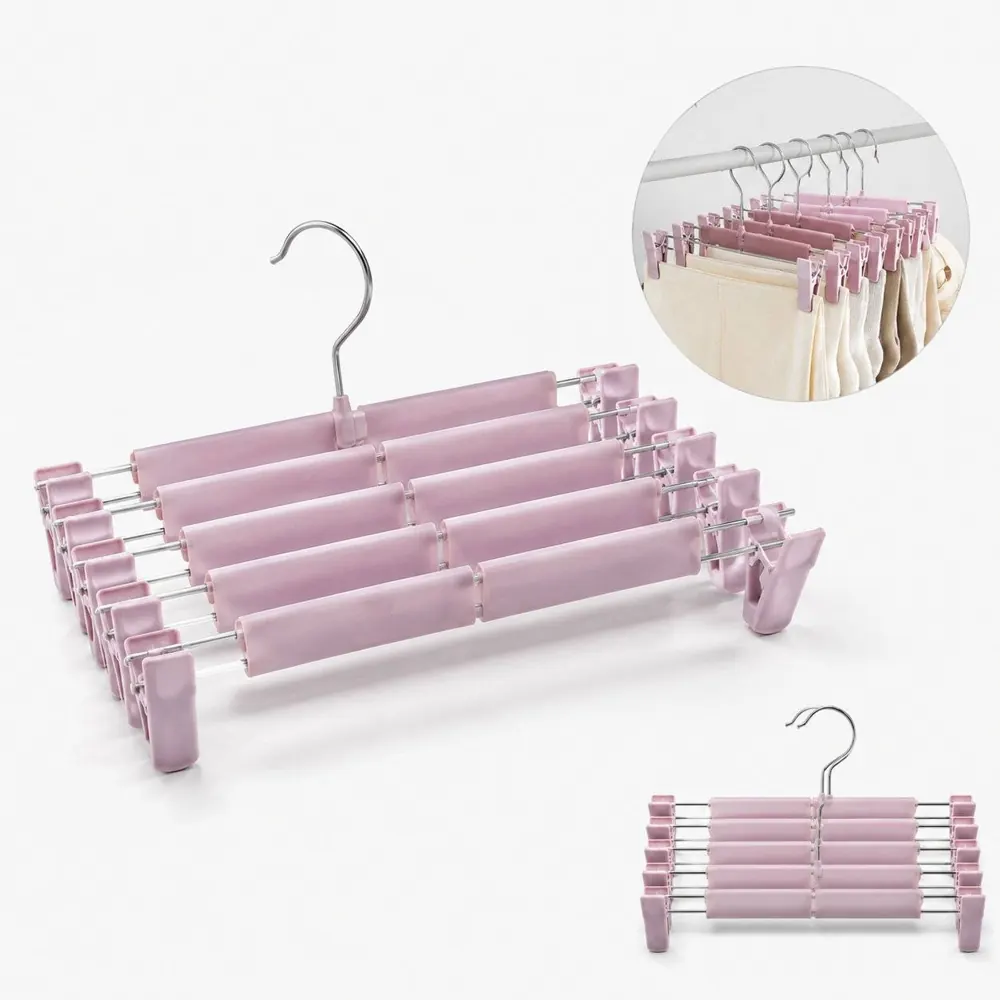 Non-Slip Plastic Hangers with Metal Hooks for Pants 2