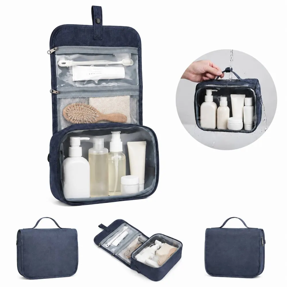 Waterproof Travel Toiletry Bag, Navy Blue, 9.9 Inch 2