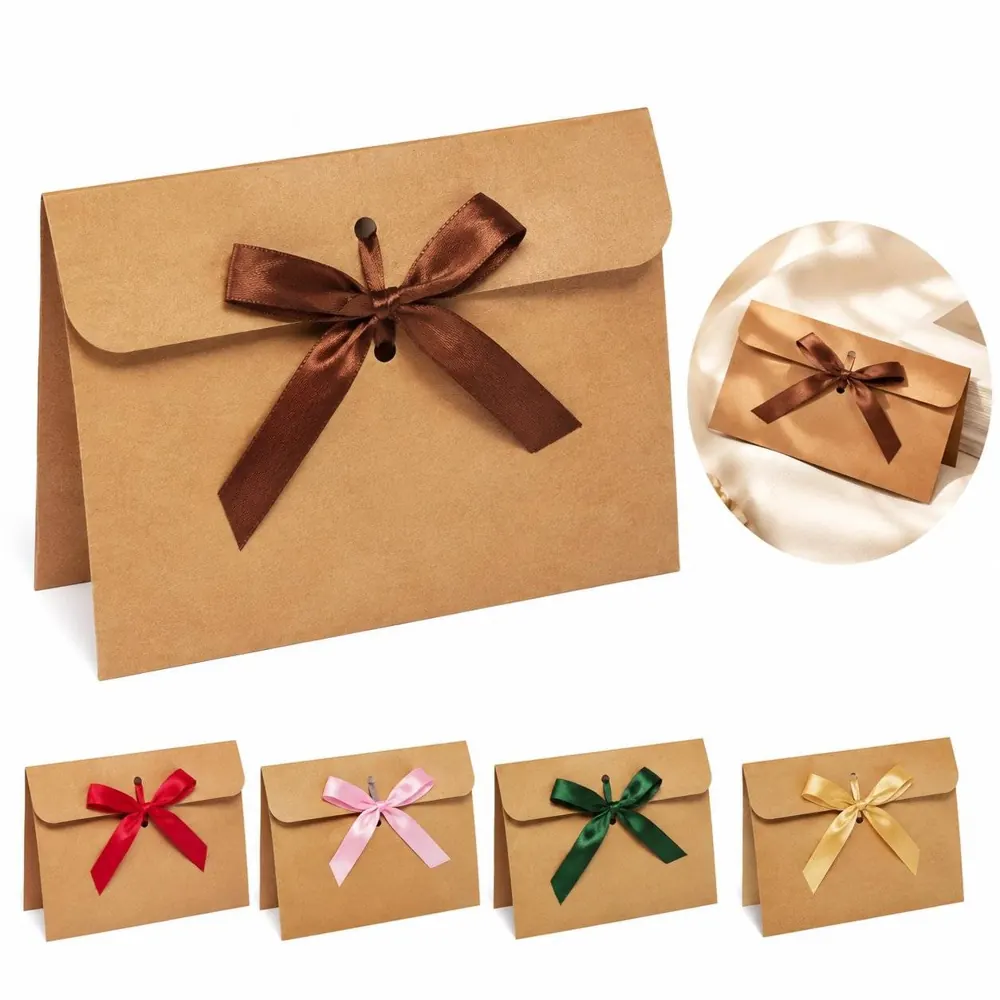 Rustic Kraft Envelopes with Ribbon Ties for Gifts 2
