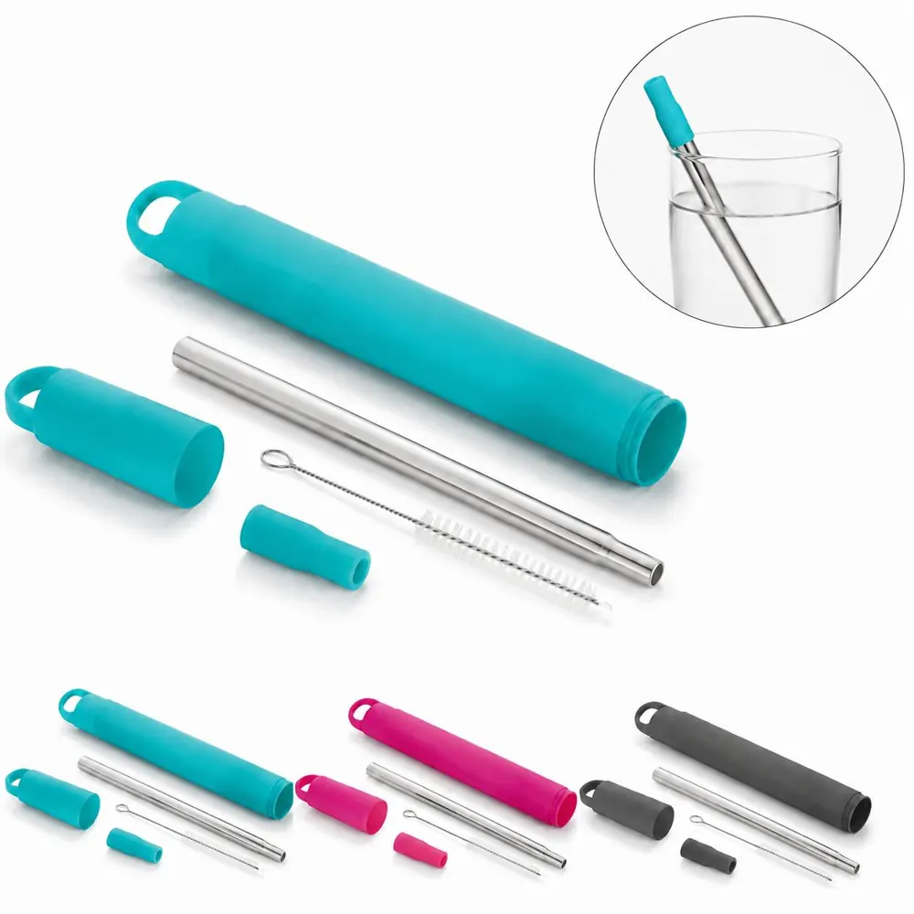 Collapsible Stainless Steel Straw Set with Cleaning Brush 2