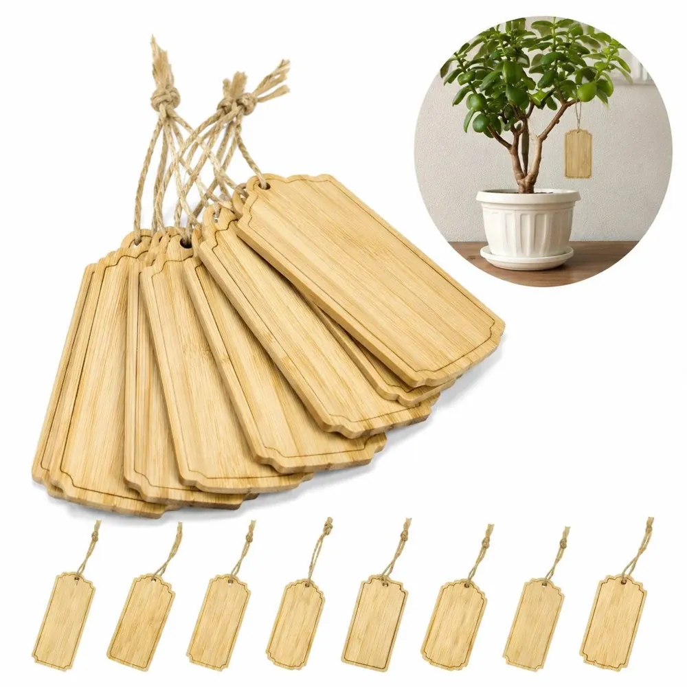 Natural Bamboo Hanging Tag with Pre-Drilled Hole for Crafts 2