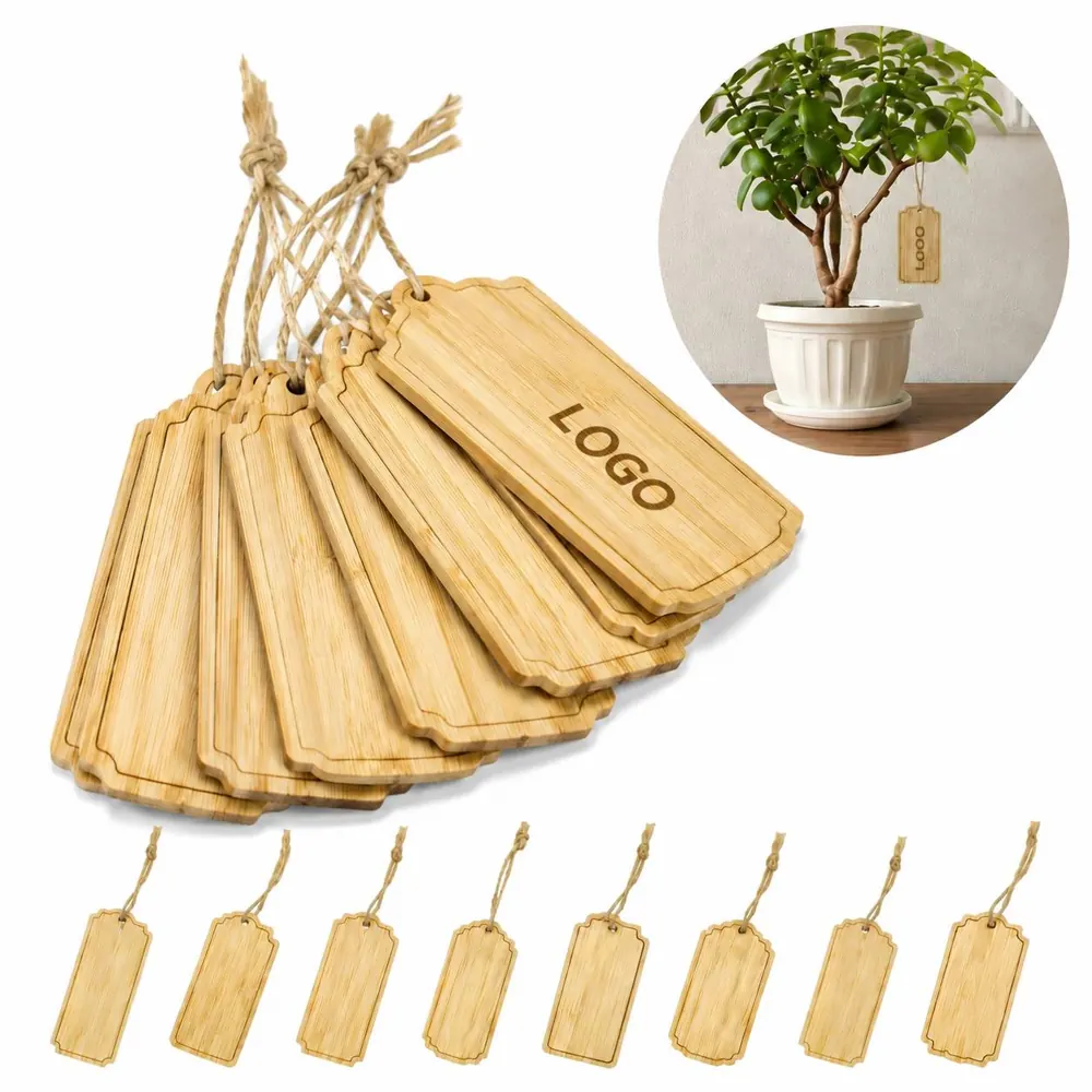 Natural Bamboo Hanging Tag with Pre-Drilled Hole for Crafts