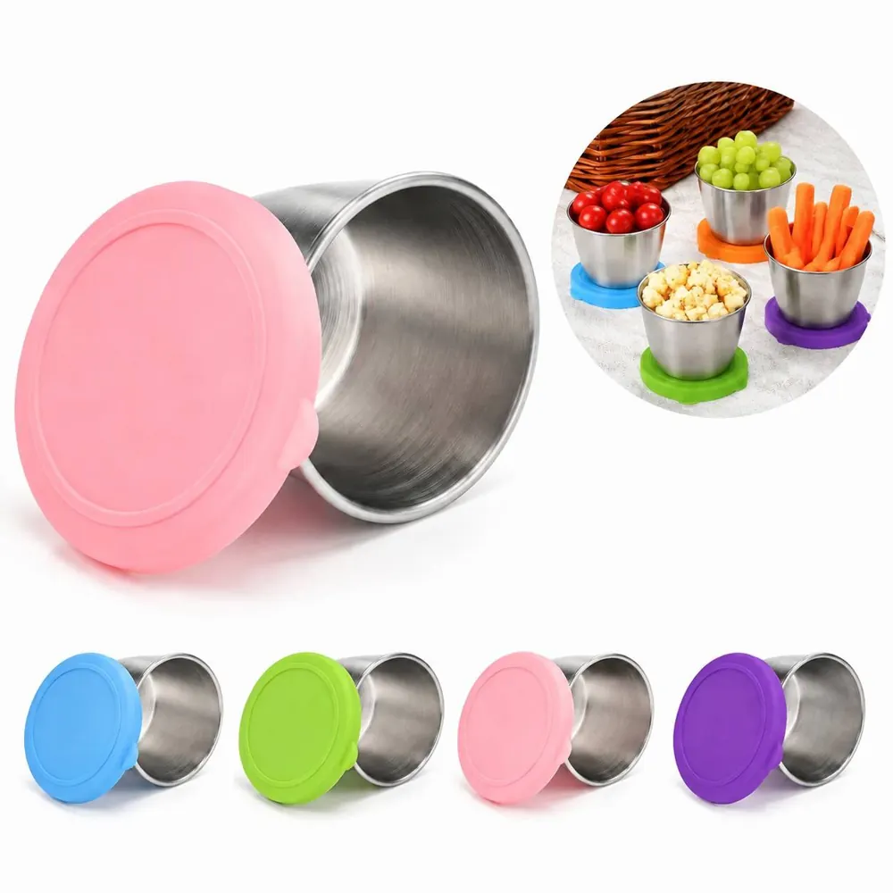 Leak-Proof Silicone Condiment Cups with Lids for Sauces 2