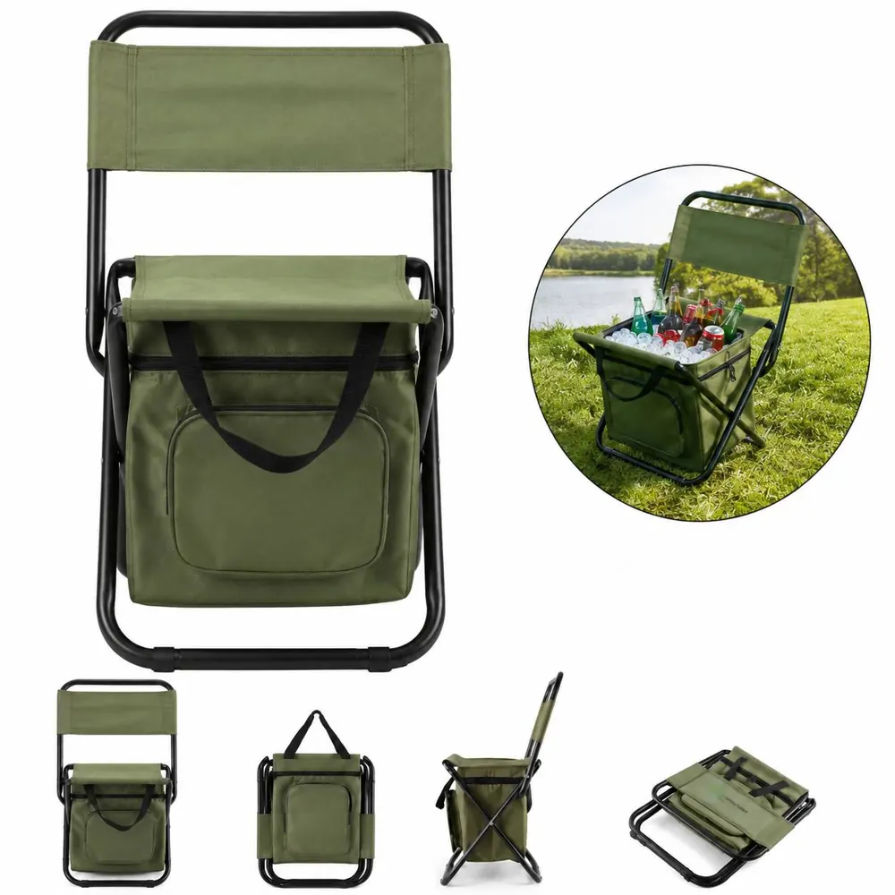 Portable Folding Cooler Stool with Insulated Seat 2
