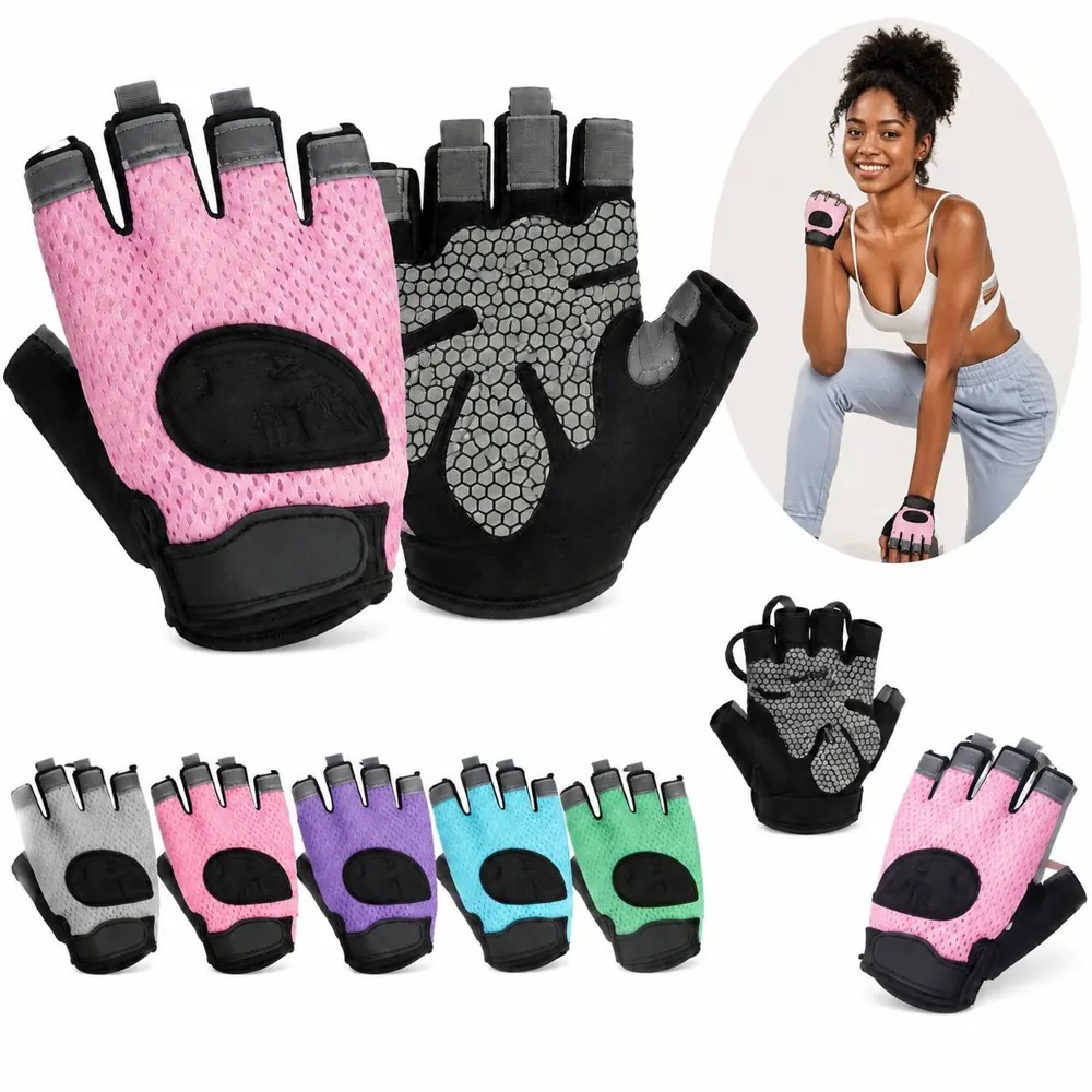 3D Silicone Half-Finger Fitness Gloves with Palm Padding 2