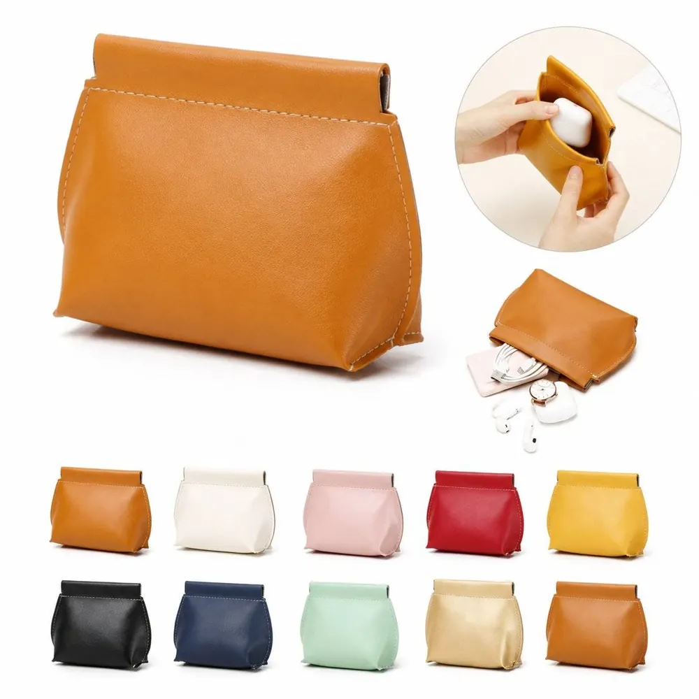 PU Leather Square Coin Purse with Zipper Closure 2