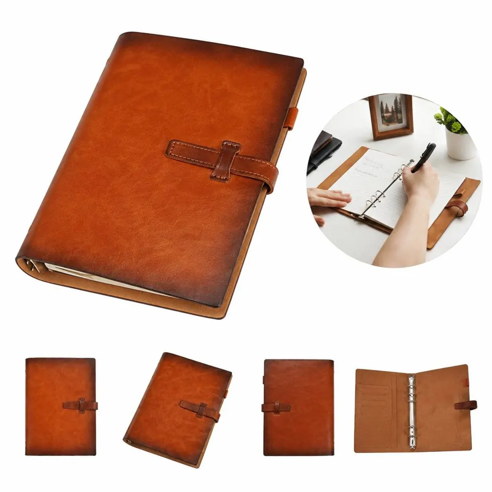 Vintage A5 Genuine Leather Binder Notebook, Handcrafted 2