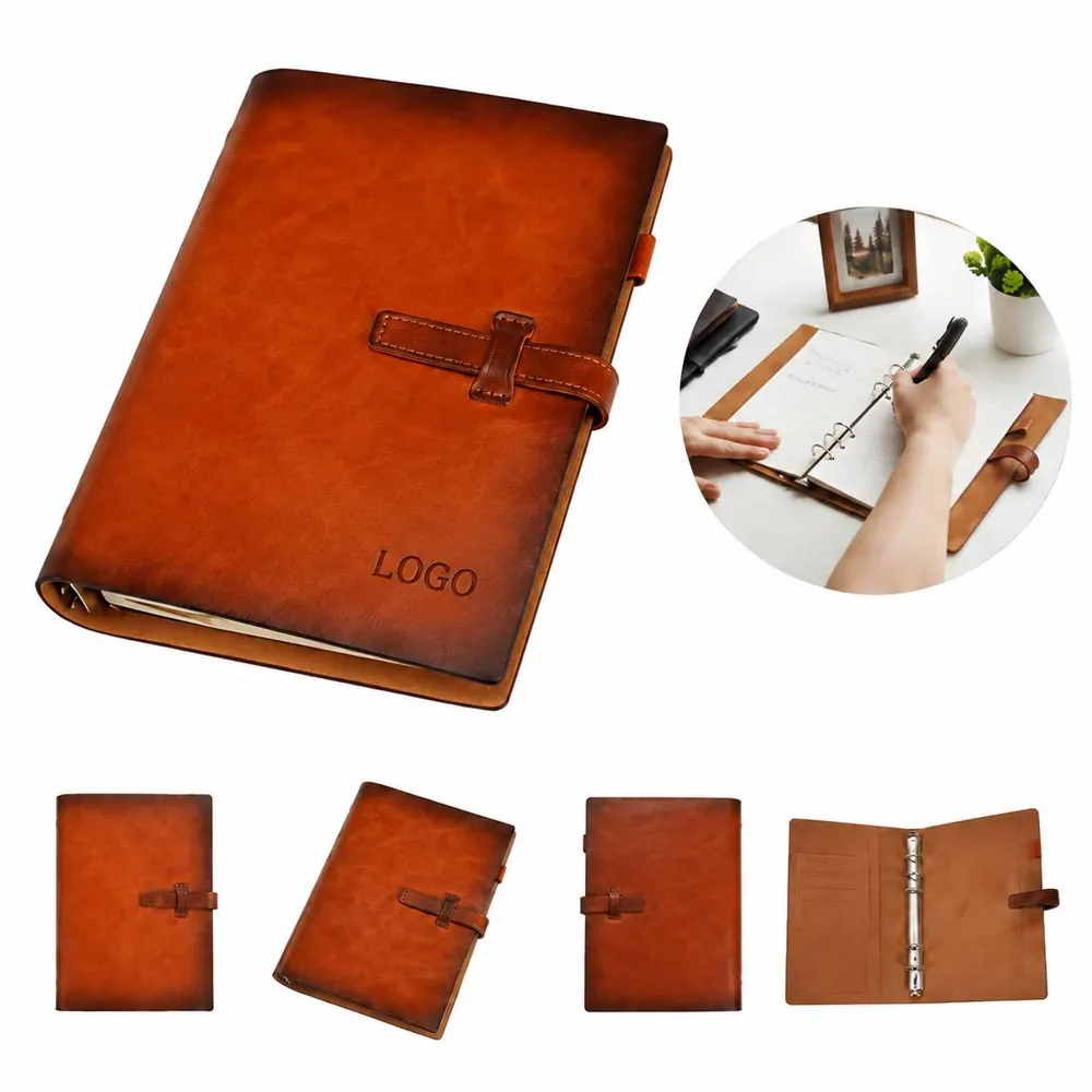 Vintage A5 Genuine Leather Binder Notebook, Handcrafted