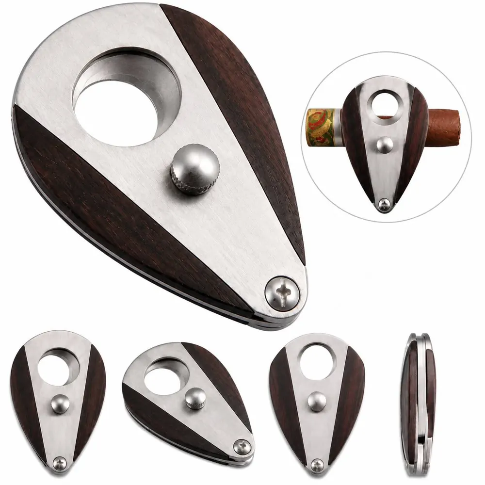 Wooden Waterdrop Cigar Cutter with Stainless Steel Blade 2