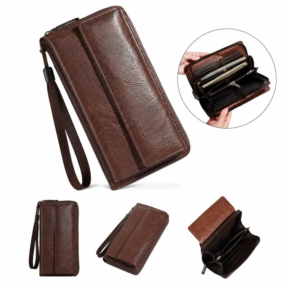 Men's Leather Long Wallet with Multiple Card Slots 2