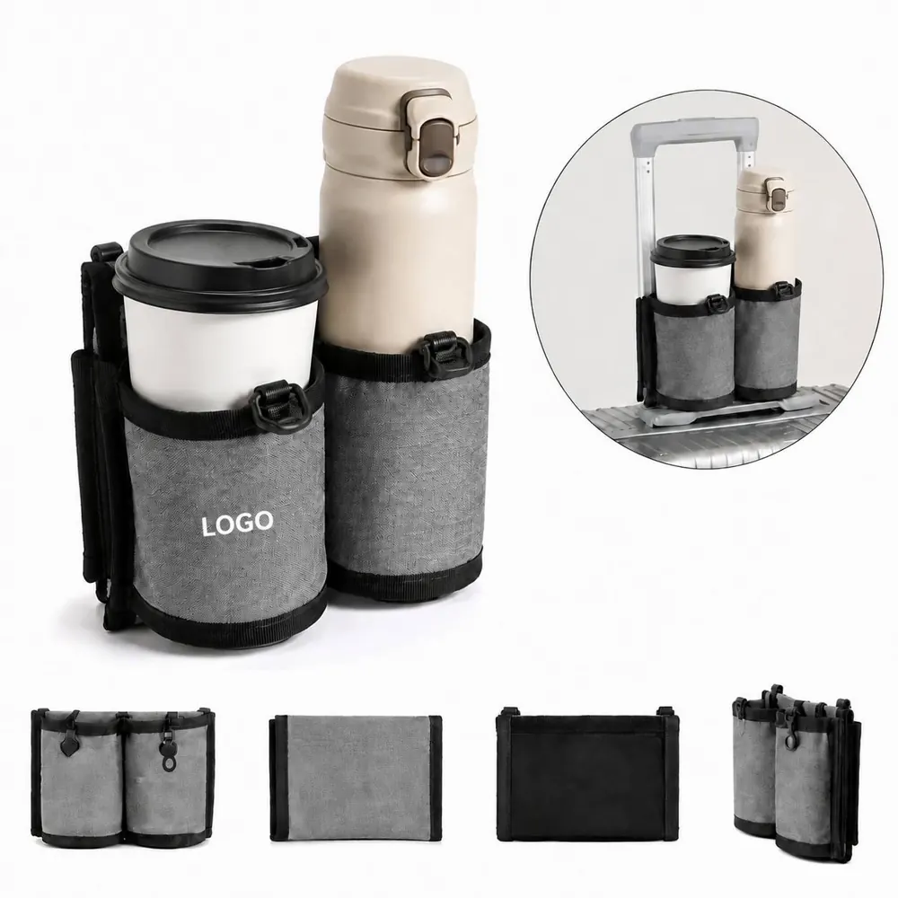 Hands-Free Luggage Cup Holder Drink Carrier with Adjustable