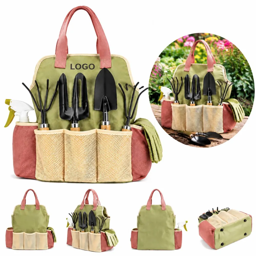 9pc Ergonomic Garden Tool Set with Storage Handbag